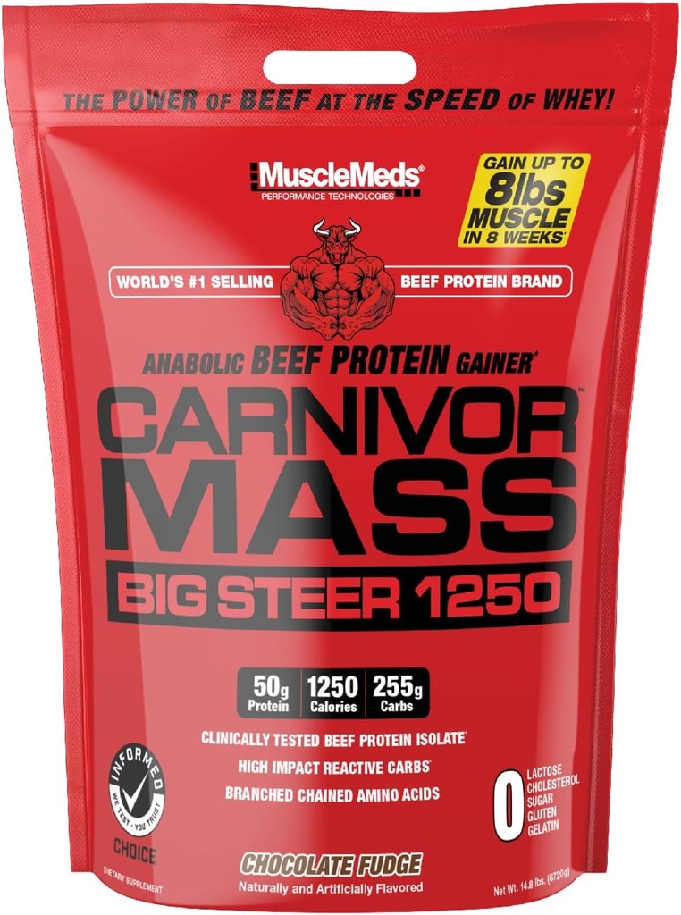 KasMeds Carnivor Mass Chocolate Big Steer 1250, 15 Lb (Pazar Mayıs Vary)