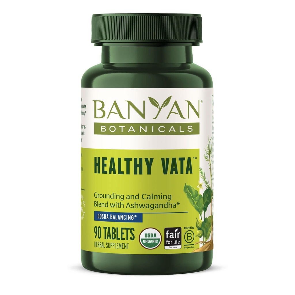 Banyan Botanikleri Sağlıklı Vata – Organik Herbal Supplement Ashwagandha, Shatavari & Other Ayurvedic Herbs for Calm and Balanced Well-Being* – 90 Tablet – Non-GMO Sustainable Sourced Vegan