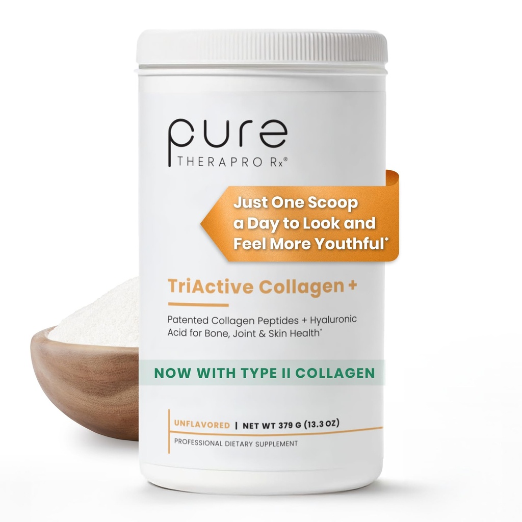 Pure Therapro Rx TriActive Collagen Plus, Collagen Toz Saç, Skin, Nails, Bones & Commons, Hydrolyzed Collagen Toz w/Patented Multi, Unflavored Multi Collagen protein Toz, 30 Hizmet