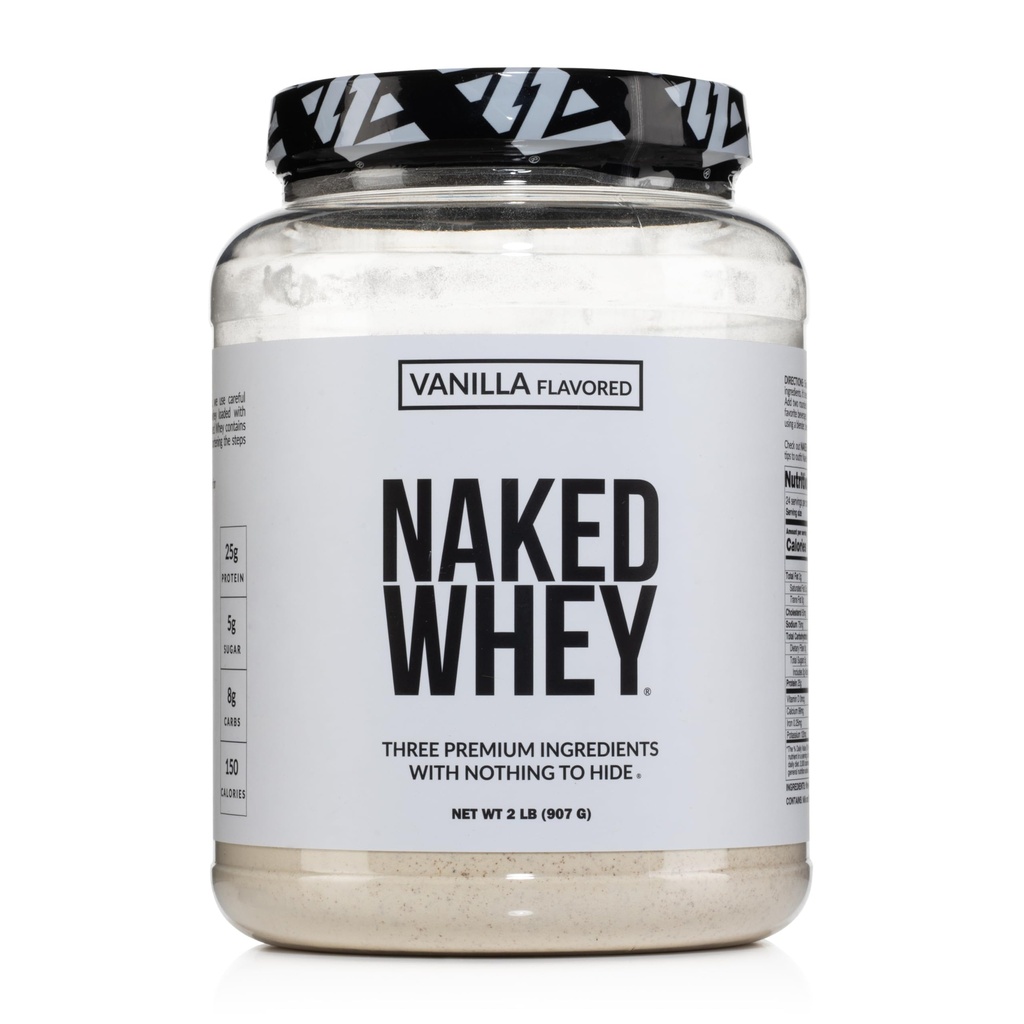 NAKED Whey Vanilla proteini Toz - Sadece 3 Malzemeler - Grass Fed Whey Protein Toz, Vanilla Flavor ve Organik Coconut Şeker, No GMO, No Soy ve Gluten Ücretsiz - 24 Hizmet