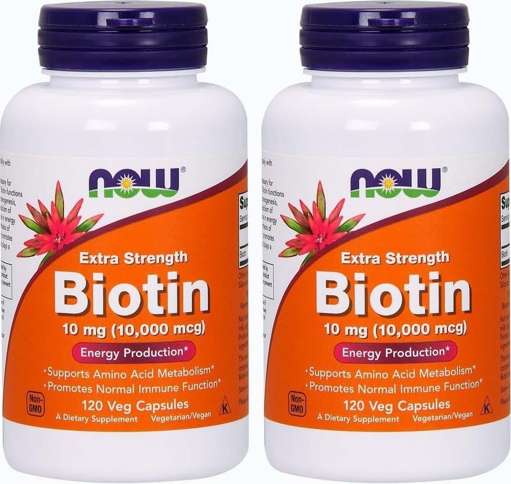 Τώρα Τρόφιμα Biotin 10 mg Extra Strength 120 Vcaps, Συσκευασία των 2