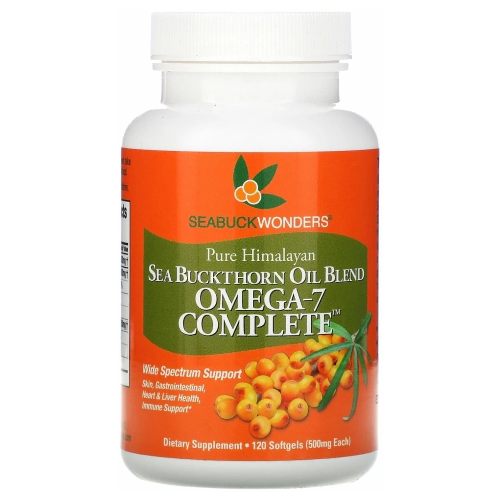 SeabuckWonders Organic Sea Buckthorn Oil, Omega-7 Complete Softgels, 120 Count, με Omega 3, 6 & 9, υποστηρίζει την υγεία των μαλλιών, του δέρματος και των νυχιών, 1000mg ανά υπηρεσία