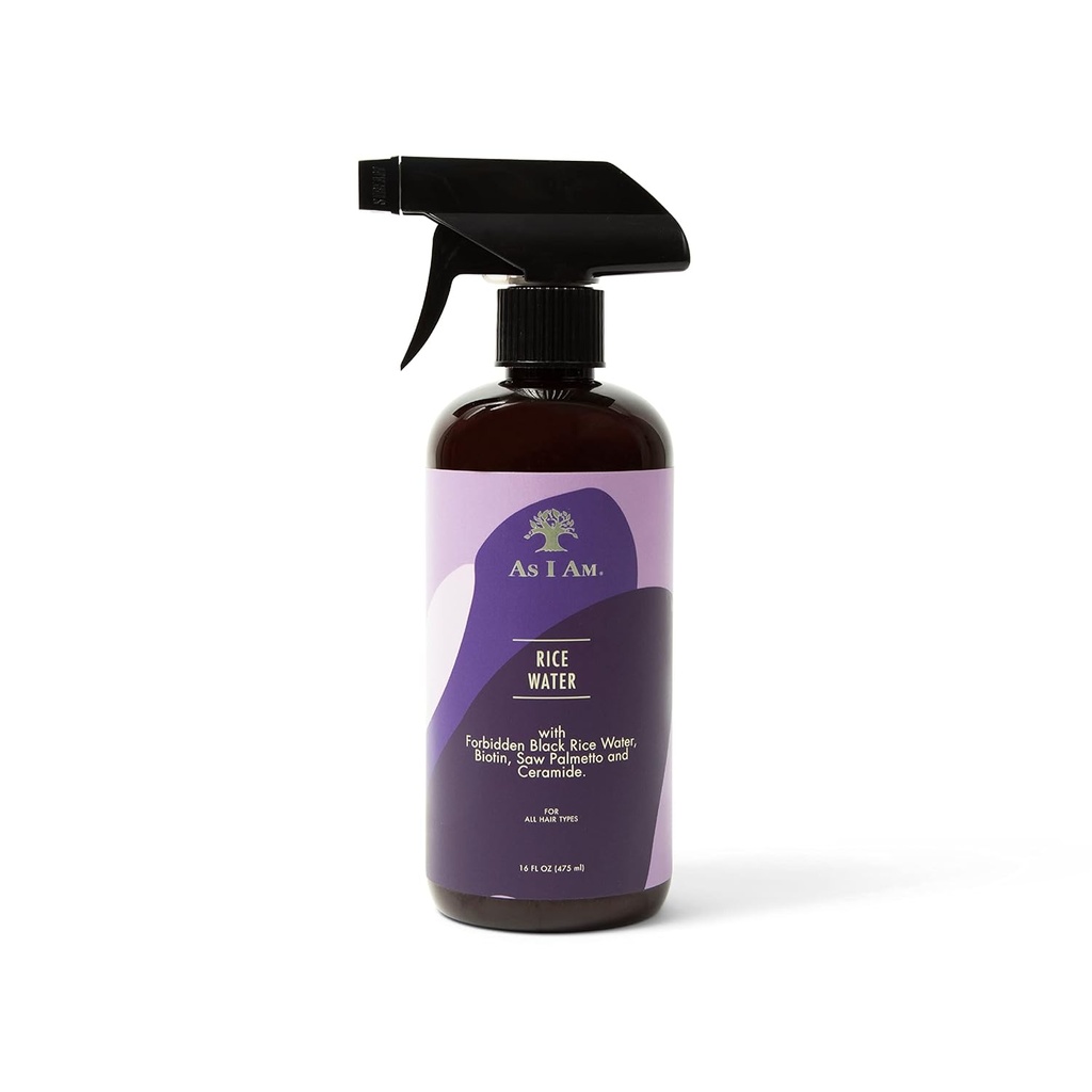 Καθώς είμαι σπρέι μαλλιών, Rice Water 16oz - με Απαγορευμένο Μαύρο Ρύζι, Saw Palmetto, Biotin - Καθαρή, Protein-Free Formula - Odor, Vegan & Cruelty Δωρεάν - Για όλους τους τύπους μαλλιών