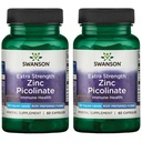 Swanson Premium Brand Ekstra Kuvvetli Çinko Picolinate - Vücut Tercihli Form Immune Health Capsules - kapsül başına 50 mg - 60 Capsules, Pack of 2