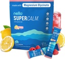 Nello Supercalm Powdered Drink Mix, Raspberry Lemonade, L Theanine, Ksm-66 Ashwagandha, Μαγνήσιο Γλυκινικό, Βιταμίνη D 3, Συμπληρώματα για χαλάρωση & εστίαση, Χωρίς ζάχαρη, μη GMO, On The Go, 20 Ct