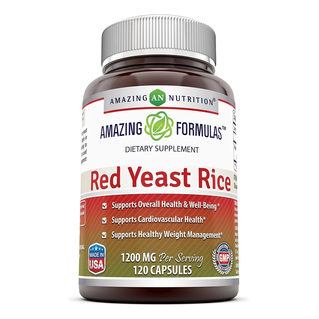 Amazing Formulas Red Yeast Rice 1200 mg Per Service Capsules Supplement | Non-GMO | Gluten Free | Made in USA (1 Pack, 120 Count)