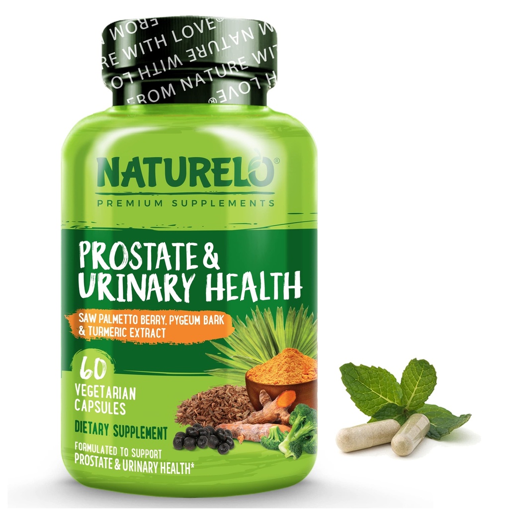NATLO Prostate & Urinary Health, Comprehensive Formula with Saw Palmetto, Pisageum, Tumeric, Plant Sterols, Broccoli ve Lycopene, 60 Vegetarian Capsules