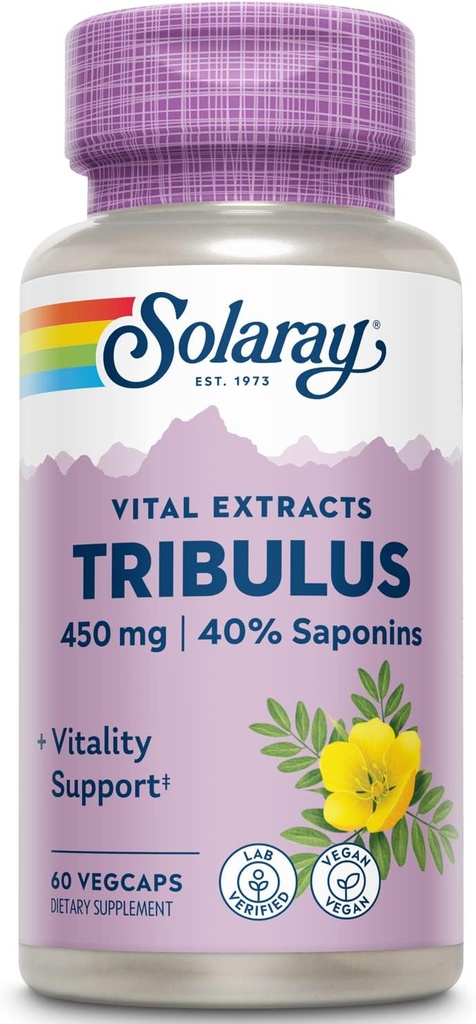 SOLARAY, Potency Tribulus Meyve Üretimi, Veg Cap (Btl-Plastik) 450 mg | 60ct