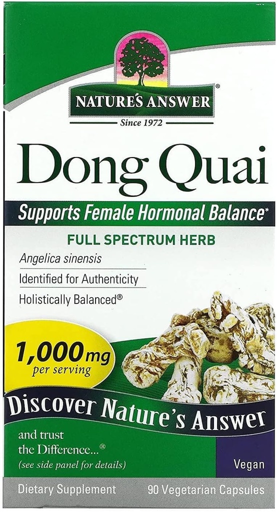 Nature's Answer Dong Quai Root 1000mg | Diyet Supplement | Destekler Kadın Hormon Dengesi | Non-GMO, Vegan, Kosher Sertifikalı & Gluten-Free | Vegetarian Capsules 90ct