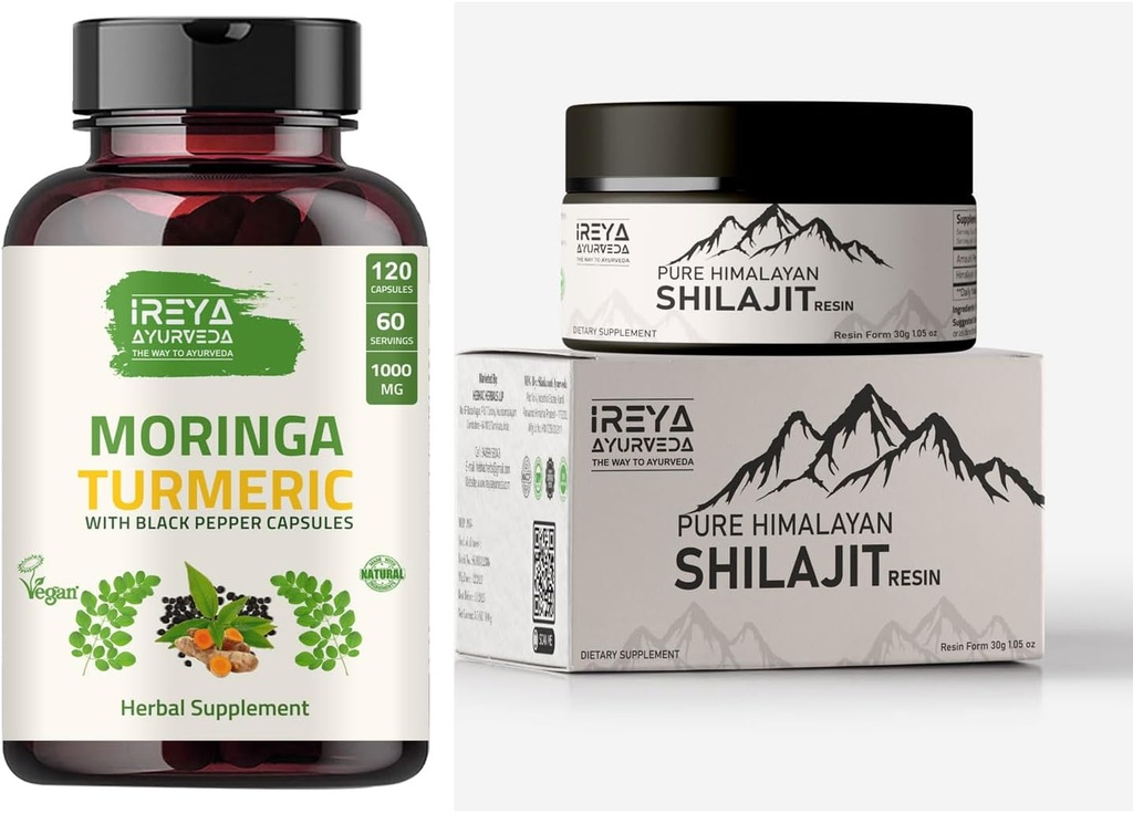 Moringa Turmeric Capsules ve Himalaya Shilajit Capsules