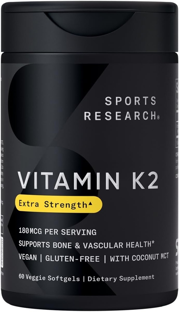 Spor Araştırma Vitamini K2 MK7 180 Audiogels - 60 Veggie Softgels - Vegan sertifikalı, Non-GMO Onaylı & Gluten-Free