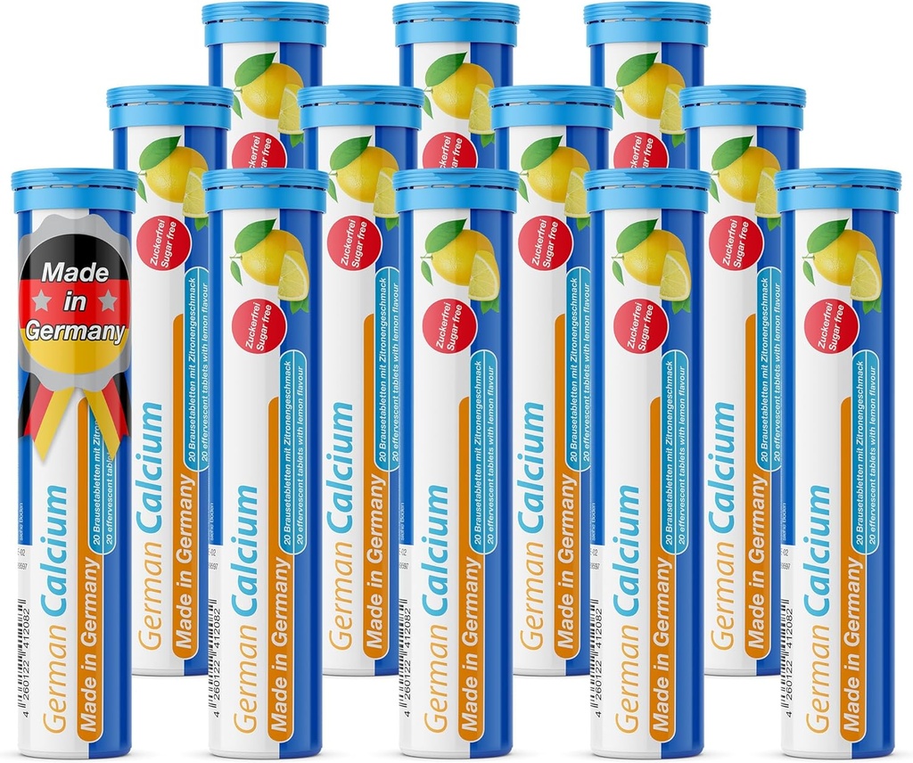 T&D Γερμανικό Ασβέστιο 500 mg - 240 Vegan Drink Αναβράζοντα Δισκία - Λεμόνι Ασβέστιο Γεύση - Κατασκευάζεται στη Γερμανία