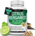 Citrus Bergamot Supplement 1500 mg - 25:1 Bergamot Extract to Support General Health, Immune System, Potent Antioxy High Abors Natural Vegan Non-GMO for Men Women, 90 Capsules