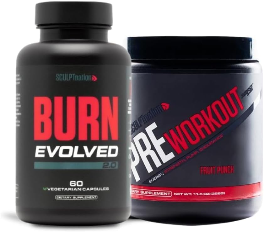 Sculpt Nation by V Shred Burn Evolved 2.0 and Pre Workout Fruit Sche