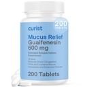 Curist Guaifenesin 600 mg Extended Release Tablets (200 Dye-Free Tablets) - Expectorant Mucus Relief, Generic Guaifenesin 600 mg, (Bulk Pack)