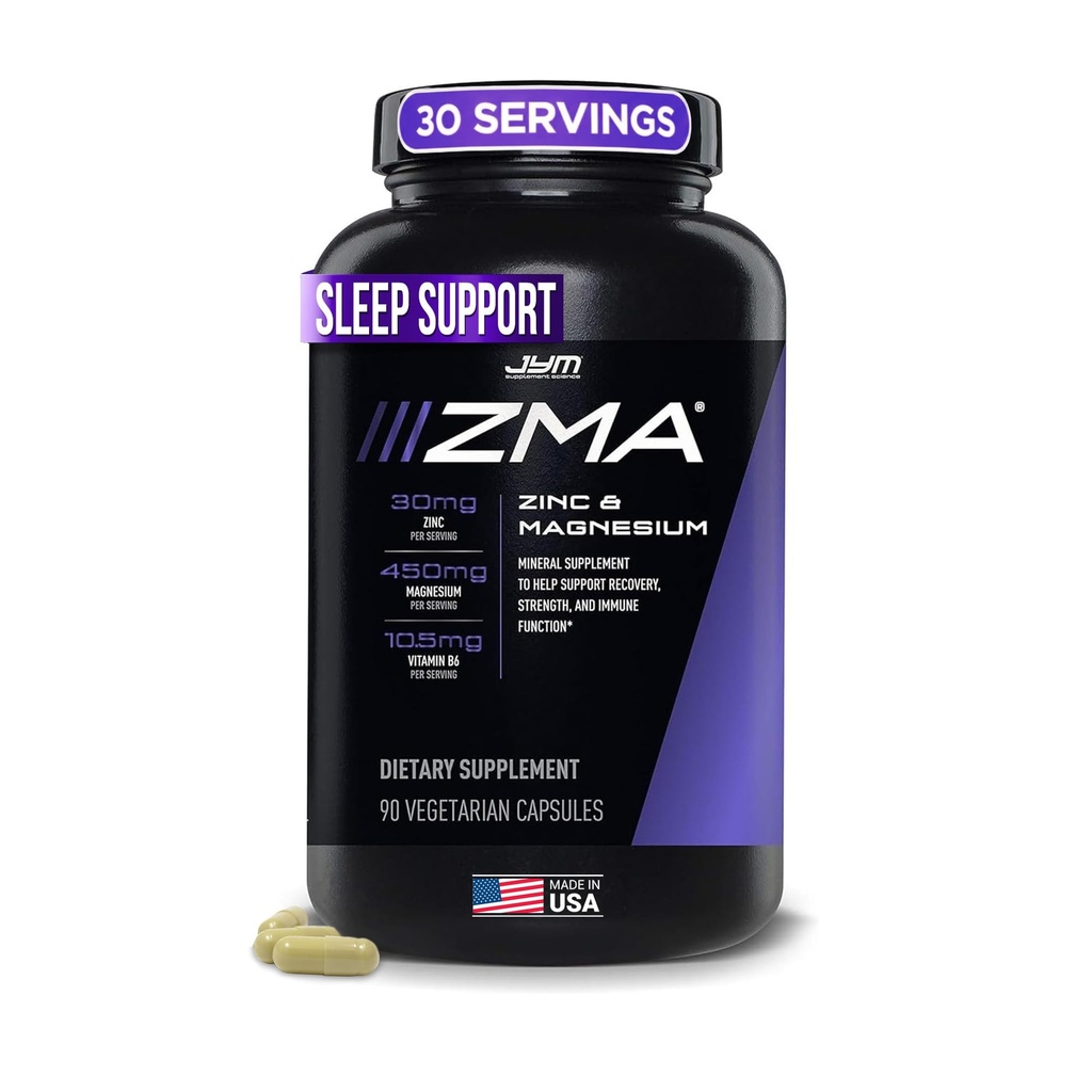 ZMA JYM, ψευδάργυρος & συμπλήρωμα μαγνησίου - ψευδάργυρος, μαγνήσιο και βιταμίνη B6, YM συμπλήρωμα Επιστήμης, 90 κάψουλες χορτοφάγων