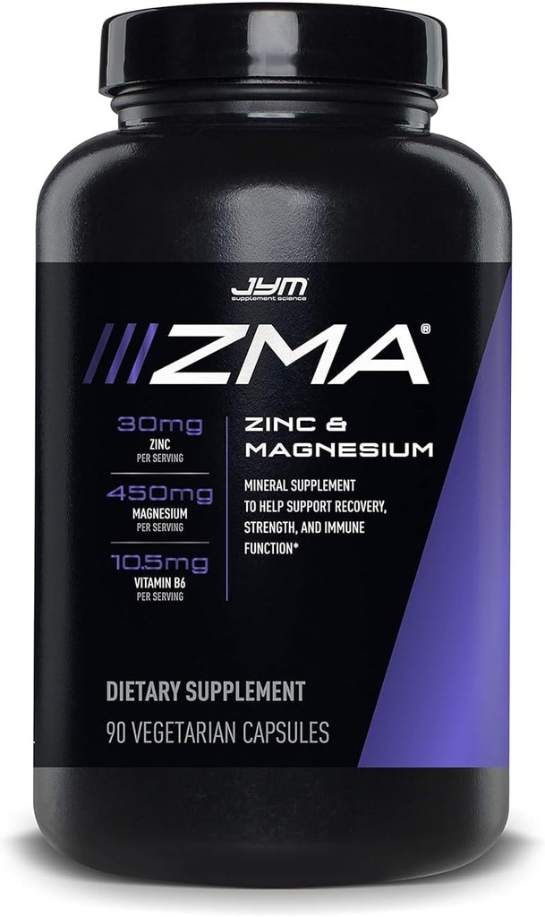 ZMA JYM, ψευδάργυρος & συμπλήρωμα μαγνησίου - ψευδάργυρος, μαγνήσιο και βιταμίνη B6, YM συμπλήρωμα Επιστήμης, 90 κάψουλες χορτοφάγων
