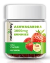 Nature's Key Ashwagandha Gummies, 3000 mg High Potency Ashwagandha Root Extract with Vitamin D2, Stres, Calm Mood & Cognition, for Men & Women, Strawberry Flavor (60 Kont)