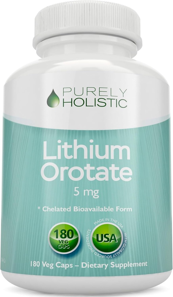 Lityum Orotate 5 mg, 180 Vejetaryen Lityum Capsules, Supplement Lityum Orotate 5 mg, 180 Vejetaryen Capsules, Sağlıklı Mood, Davranış Memory ve Wellness