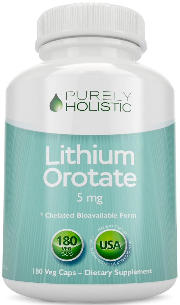 Lityum Orotate 5 mg, 180 Vejetaryen Lityum Capsules, Supplement Lityum Orotate 5 mg, 180 Vejetaryen Capsules, Sağlıklı Mood, Davranış Memory ve Wellness
