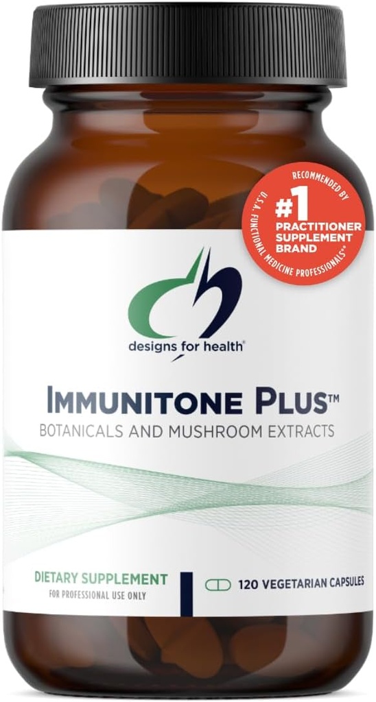 Mushrooms, Echinacea, Green Tea, Astraus + Elder - Immunitone Plus Pills - Non-GMO Supplement (120 Capsules)