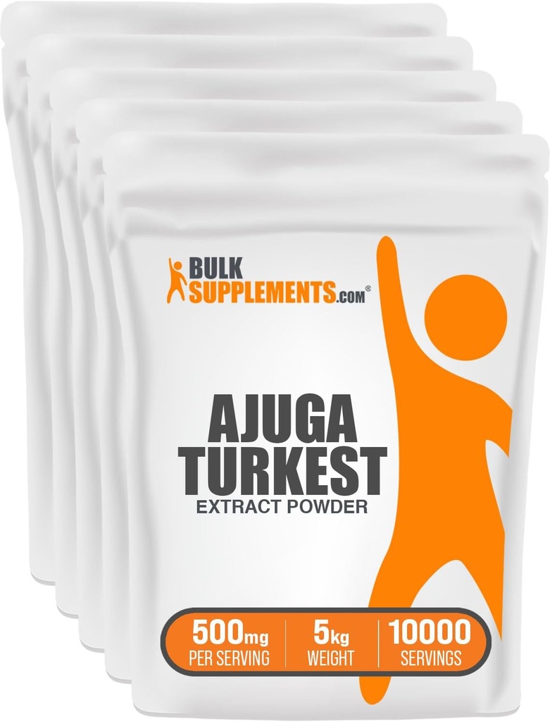 BulkSupplements.com Ajuga Turkest Extract Toz - Herbal Supplement Toz, Ajuga 500 mg - Pure & Gluten Free, 500 mg per Service, 5kg (11 lbs) (Pack of 5)