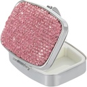 Pill Organizer Travel,Square Small Metal Pill Box Case,Compact Medicine Vitamini,Portable Pill gain Şişe for Women (Pink)