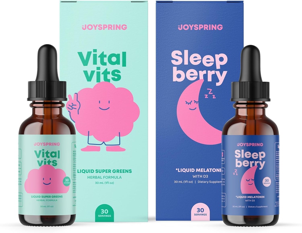 JoySpring Multivitamin & SleepBerry Sche | Çocuklar Vitaminleri ve Mineraller Doğal Kaynaklandı, Non-GMO, Non-Alcoholic Liquid Formula, Immunity Health Support | Vegan & Vegetarian Supplements