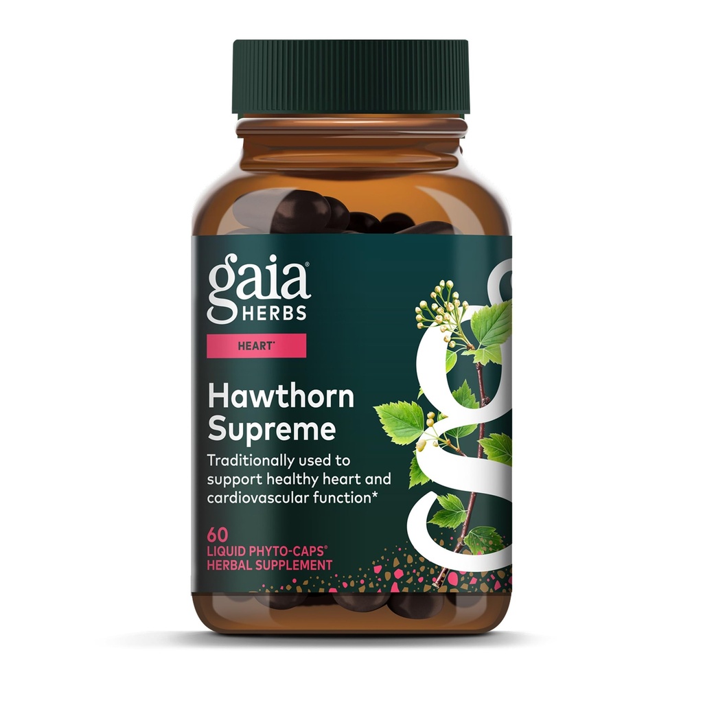 Gaia Herbs Hawthorn Supreme - Hawthorn Berry Supplement - Herbs Geleneksel olarak Kalp Sağlığını Desteklemek için kullanılır * - 60 Vegan Sıvı Phyto-Capsules (30-Day Supply)