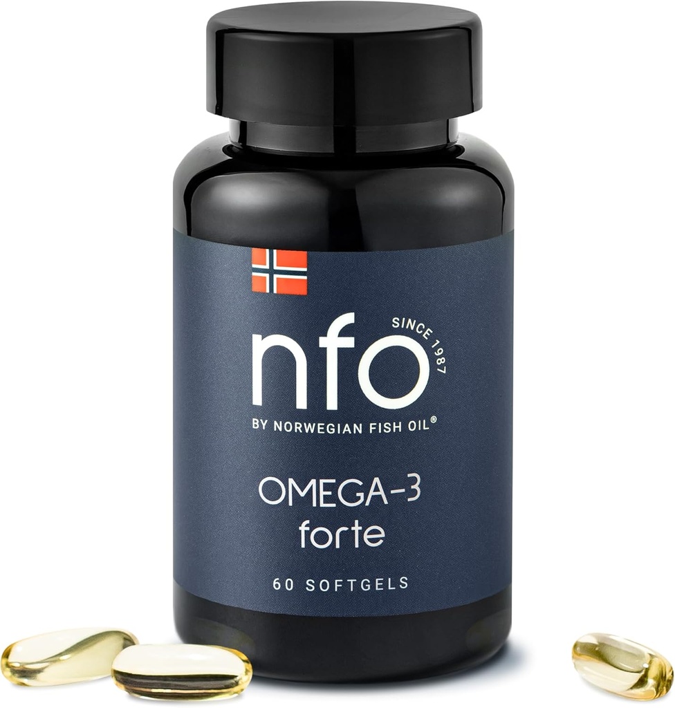 NFO Omega-3 Forte Fish Oil with Fish Gelatine - Premium Fish-Based Omega-3 | Pure Marine Formula | High EPA & DHA | 60 Capsules