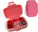 Seyahat Pill Organizer - Dayanıklı, Sutight Pill Case Travel Dimension with 3 Karşılaştırma - Compact Pill Travel Case for Vitamins, Supplements, Medicine - Travel Pill Container for Purse (Pink)
