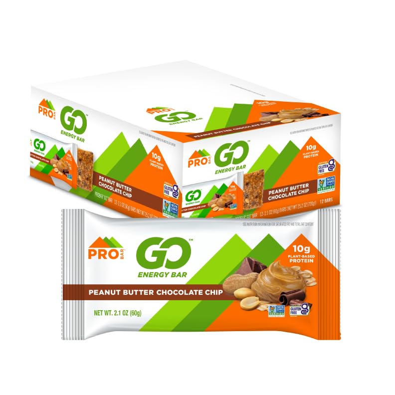 PROBAR - GO Energy Bars - Peanut Butter Chocolate Chip - Gluten-Free, Non-GMO, Whole-Food Materials Snack Bars (12))
