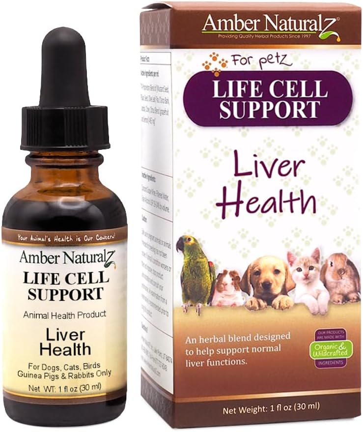 Amber NaturalZ Life Hücresi Herbal Supplement for Dogs, Cats, Birds, Tavşanlar ve Gine Pigs | Supports Normal Liver Function and Lymphatic Health | Natural Aid for Detoxification