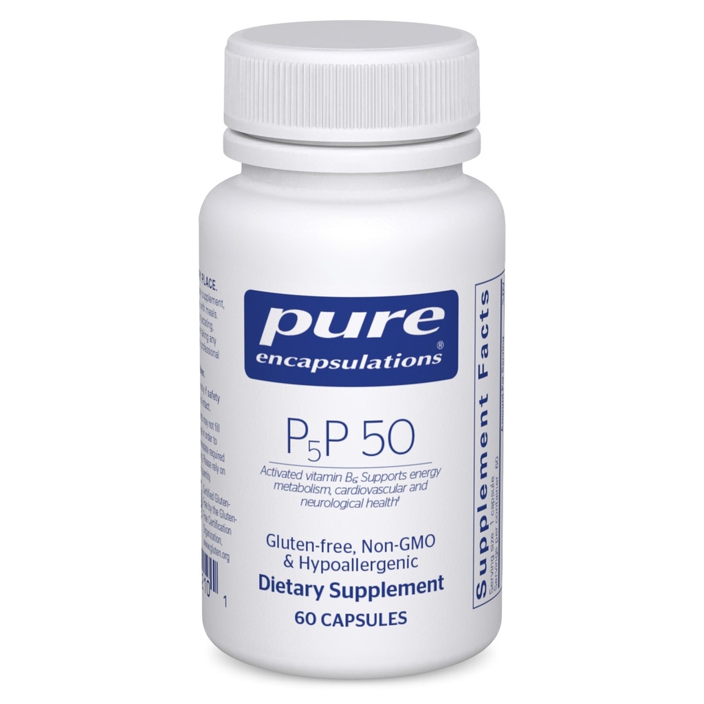 Pure Encapsulations P5P 50 - Active Vitamin B6 - Enerji Metabolism & Beyin Sağlığı * - Gluten Free & Non-GMO - 60 Capsules