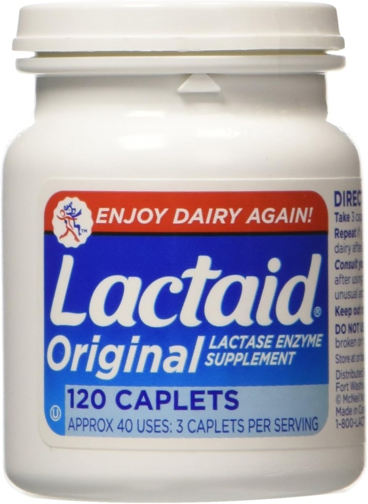 Lactaid αρχικό συμπλήρωμα ενίσχυσης Lactase Enzyme, Caplets - 120 ea