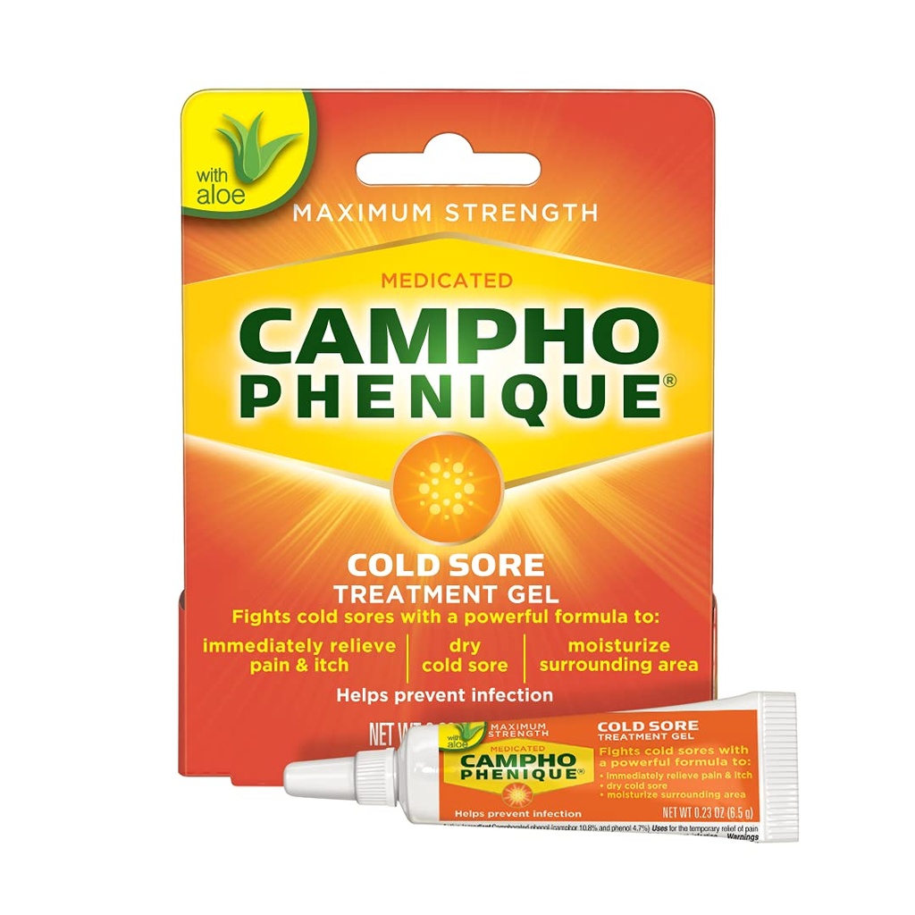Campho Phenique κρύα πληγή και πυρετός θεραπεία blister για τα χείλη, μέγιστη δύναμη παρέχει άμεση ανακούφιση, βοηθά στην πρόληψη της μόλυνσης για την προώθηση της επούλωσης, Original Gel Formula, 0.23 Oz