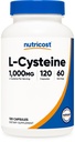 Nutricost L-Cysteine 1000mg, 120 κάψουλες - Μη ΓΤΟ, συμπλήρωμα χωρίς γλουτένη, 500mg ανά καψάκιο