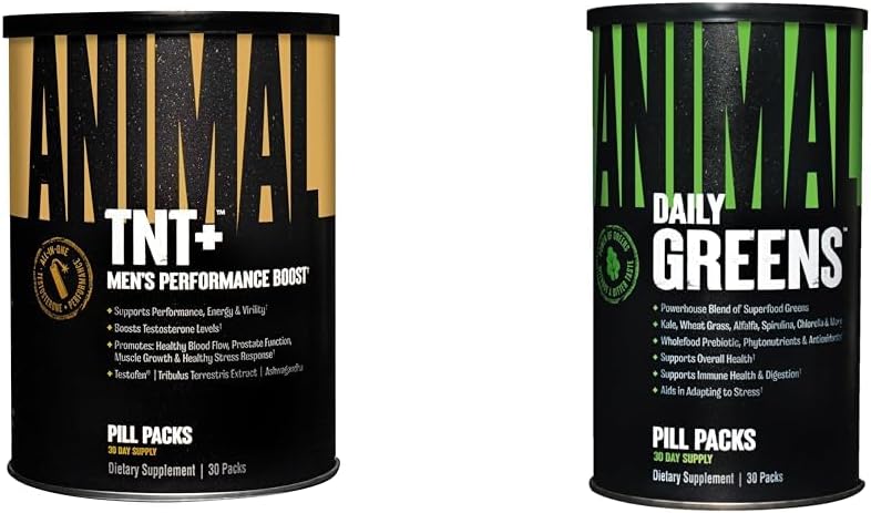 Hayvan TNT+ Test ATM, Prostate & Stress Support Greens Chlorophyll, Spectra, Prebiyotik, Probiyotik for Gut & Immune Health, 30 Count