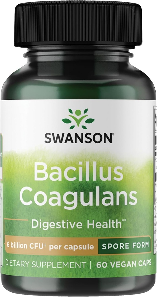 Swanson Bacillus Coagulans - Natural Probiyotik Supplement Supporting Digestive Health w/ 6 Milyar CFU - GI & General Gut Health - (60 Veggie Capsules)
