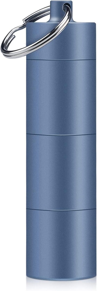 Opret Keychain Hill Holder, 3 διαμερίσματα Μεταλλική θήκη, Αδιάβροχο Φορητό κουτί ταξιδιών, Pill Container για το πορτοφόλι (μπλε)