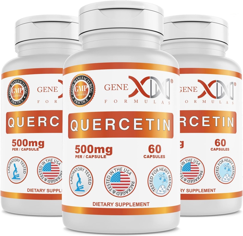 Genx Formulas Quercetin 500 mg (60 Capsules) Non-GMO, Gluten-Free (3 Pack)