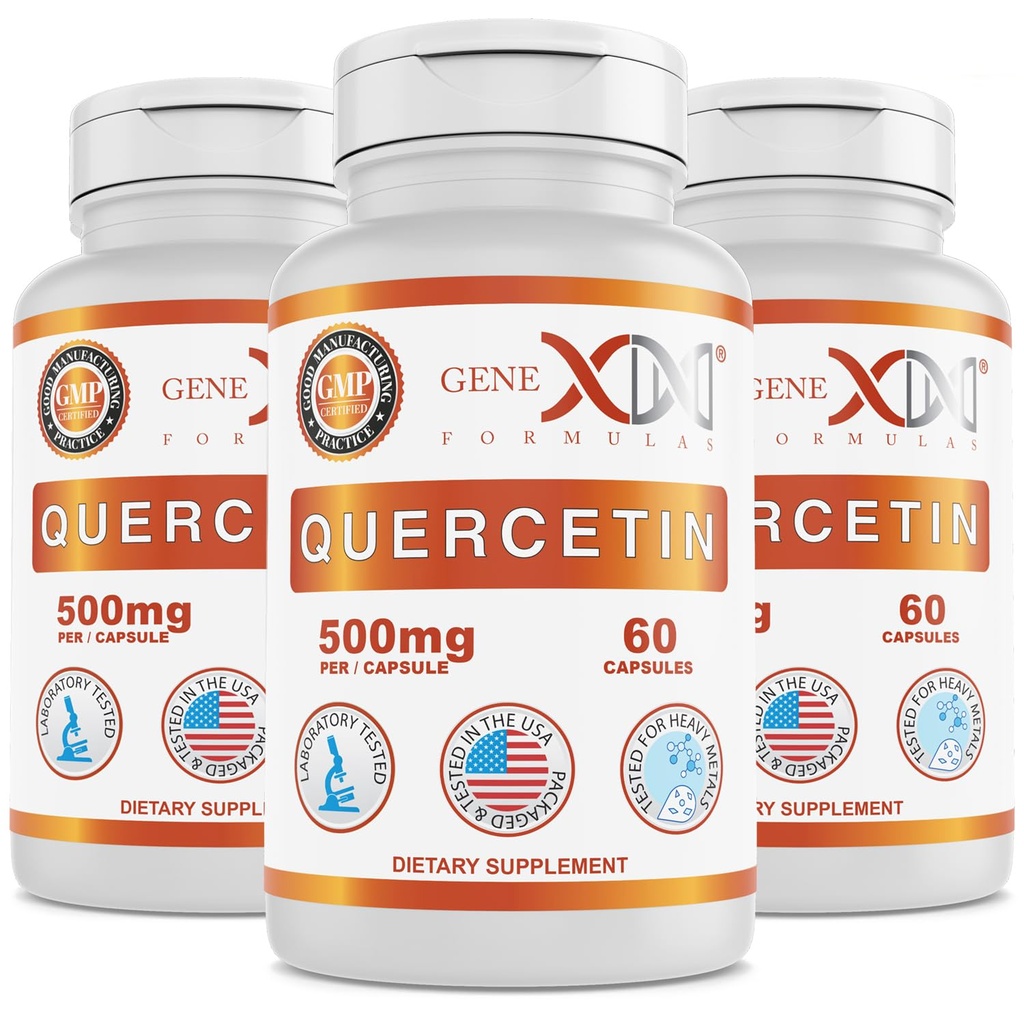 Genx Formulas Quercetin 500 mg (60 Capsules) Non-GMO, Gluten-Free (3 Pack)