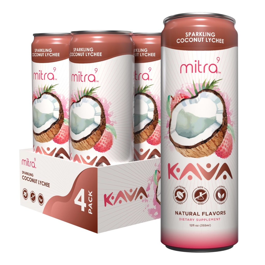 MITRA9 İçecek Botanikleri - Kağıt Lychee Sparkling Kava Drink with Kava Root Extract - Mood Advancedr - Plantive - Doğal Calm & Clarity (12 Fl. Oz) (4)