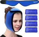 Face Ice Pack Wrap for TMJ, Wisdom Teeth, WORLD-BIO Jaw Wrap with 4 Reusable Hot Cold Therapy Gel Packs for Head, Chin, Oral and Facial Surgery, Pain Relief for Swelling, Injuries, Dental Implants