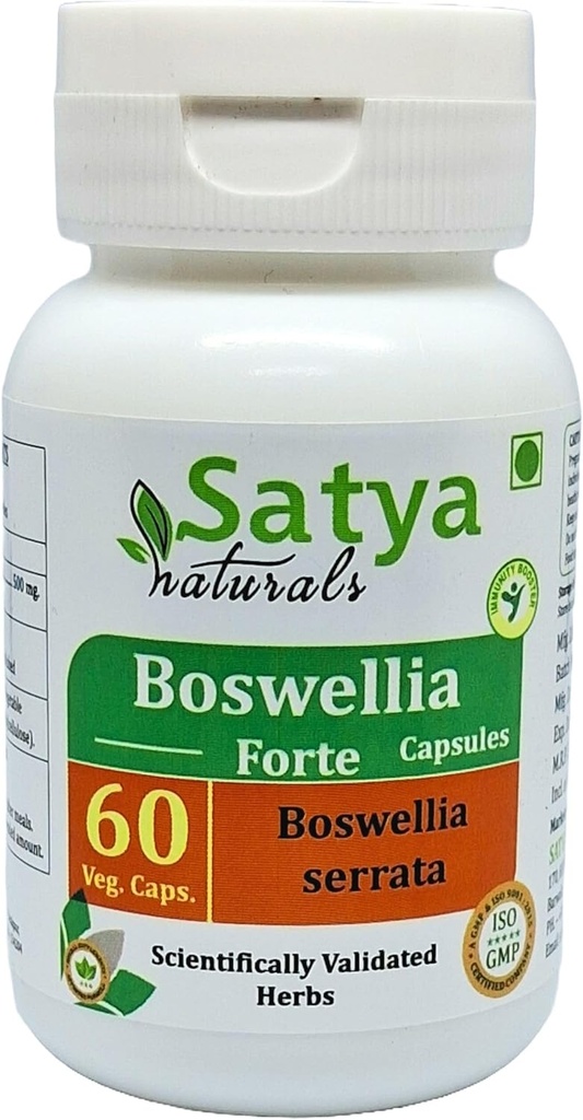 Boswellia Forte Capsules 500 mg. 60 Veg. Capsule | Boswellia (Boswellia Serrata) Extract Capsules for Men and Women | Ayurvedic Herbal Supplement/Remedies | 10:1 Forte (1 Bottle of 60 Capsules)