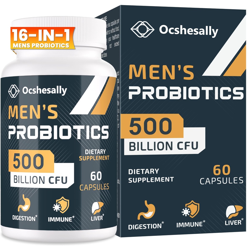 Erkekler için probiyotikler, 500 Milyar CFUs & 12 Strains Mens probiyotik, Turmeric, Cranberry, Goji - Probiyotikler for Digestive Health, Gut, Immune & Bloating, Prostate & Urinary Tract Health, 60 Capsules