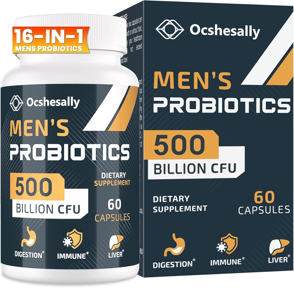 Erkekler için probiyotikler, 500 Milyar CFUs & 12 Strains Mens probiyotik, Turmeric, Cranberry, Goji - Probiyotikler for Digestive Health, Gut, Immune & Bloating, Prostate & Urinary Tract Health, 60 Capsules