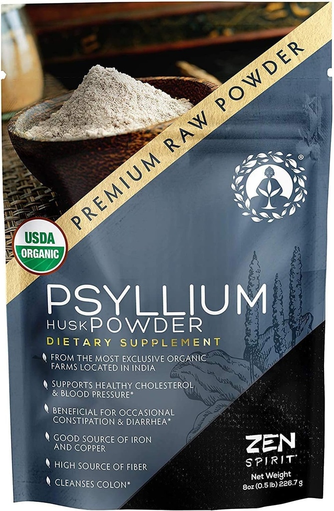 Organik Psyllium Husk Toz - Premium Hint Doğal ► Fiber Supplement, Natural Laxative, Perfect Colon Cleanser & Body Detox - Gluten Free, Vegan & Keto Friendly (8oz)