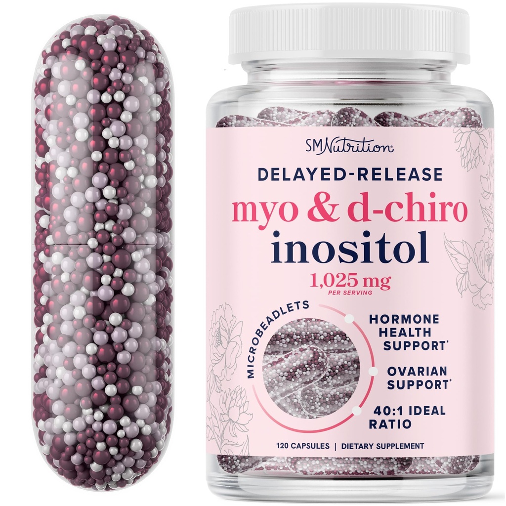 Myo-Inositol & D-Chiro Inositol for Hormon Denge for Women | Microbeadlets to Regulate Menstrual Cycle & Support Ovarian Health | 40:1 Fiyatı Myo & D Chiro | Non-GMO | 120 Ct (2 Ay Supply)