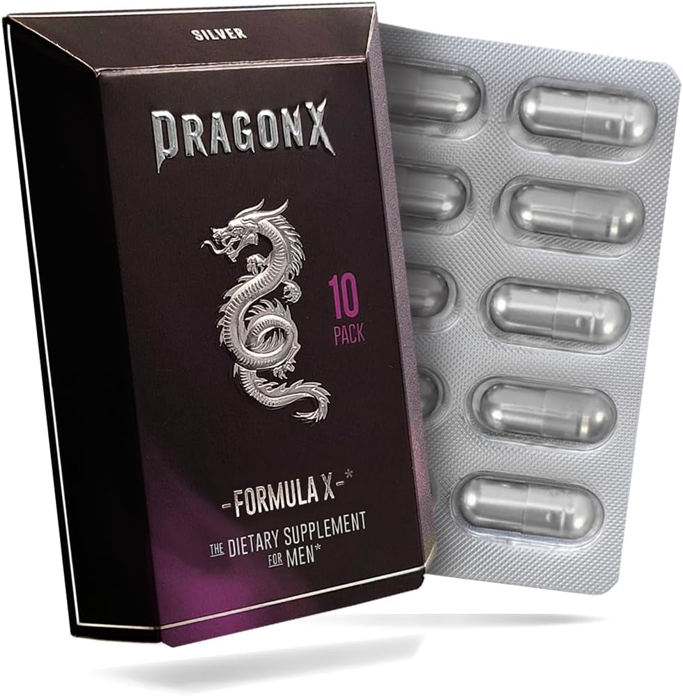 DRAGONX Ασημί Ανδρικό Συμπλήρωμα για Stamina, Δύναμη, Ενέργεια, Αντοχή και Drive. Γρήγορη δράση, μακράς διάρκειας Formula 10 κάψουλες
